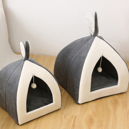 🐾 Cozy Rabbit Ear Pet Cave Bed (For Cats & Small Dogs)