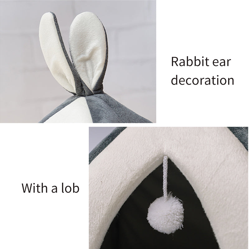 🐾 Cozy Rabbit Ear Pet Cave Bed (For Cats & Small Dogs)