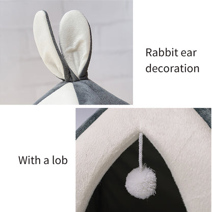 🐾 Cozy Rabbit Ear Pet Cave Bed (For Cats & Small Dogs)