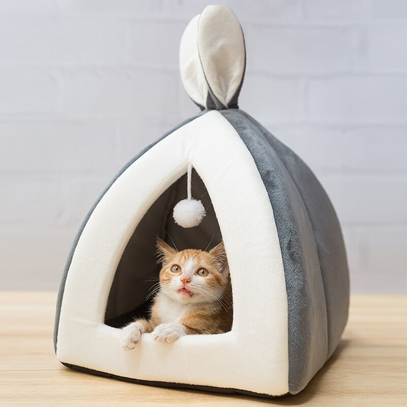🐾 Cozy Rabbit Ear Pet Cave Bed (For Cats & Small Dogs)