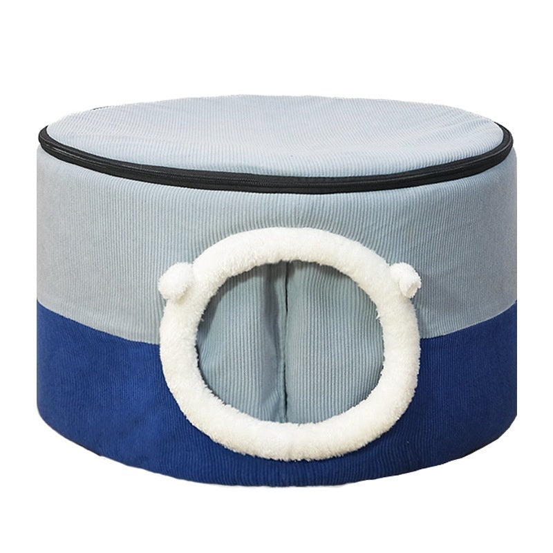 Winter Warm Enclosed Cat House Bed | Cozy Indoor Pet Nest for Cats & Small Dogs