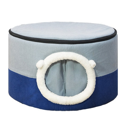 Winter Warm Enclosed Cat House Bed | Cozy Indoor Pet Nest for Cats & Small Dogs