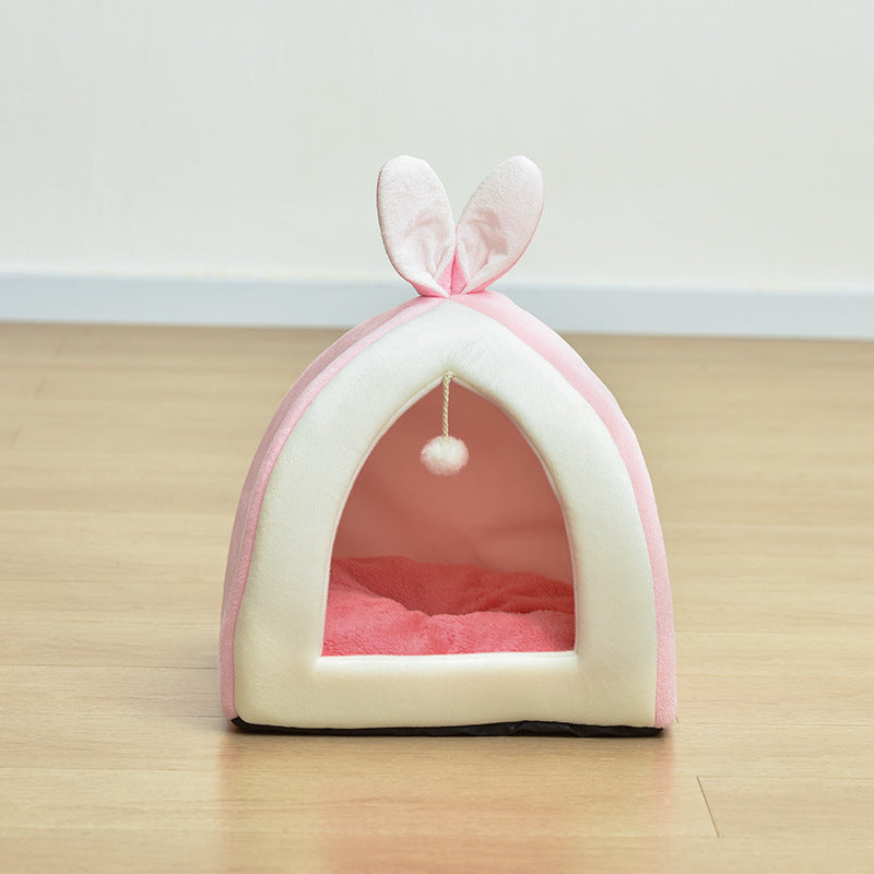 🐾 Cozy Rabbit Ear Pet Cave Bed (For Cats & Small Dogs)